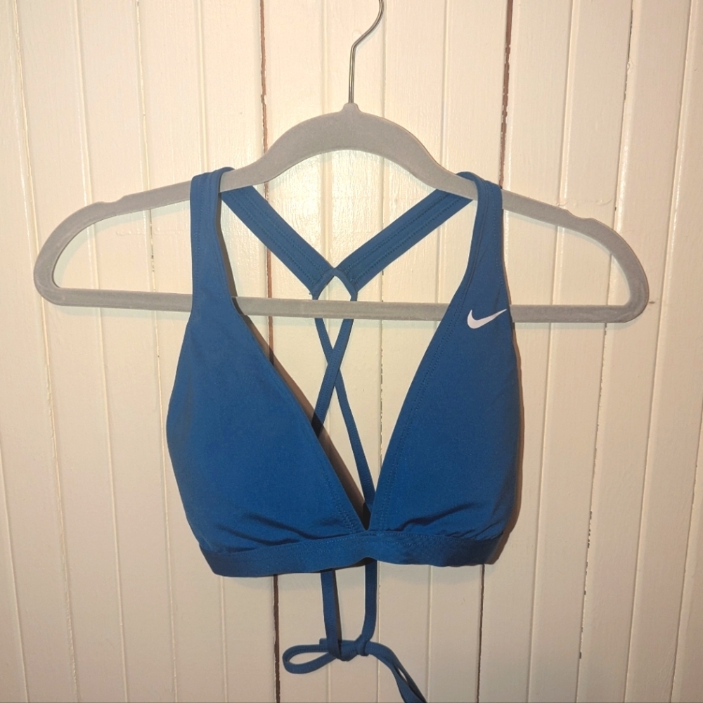 Nike Racerback Tie Swimsuit Top Blue Size L
